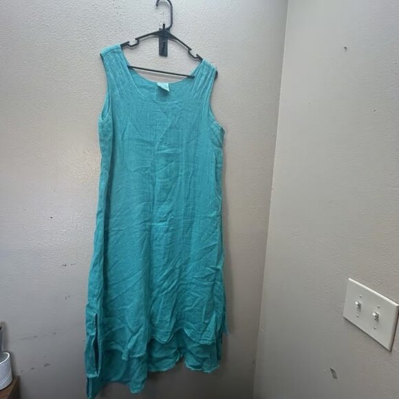 Click Color Me Cotton Lagenlook Minimalist Lightweight Blue MIDI Maxi Dress XL - Picture 1 of 4